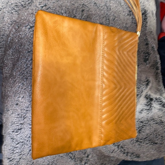 Chevron Leather Orange Clutch - Picture 8 of 8